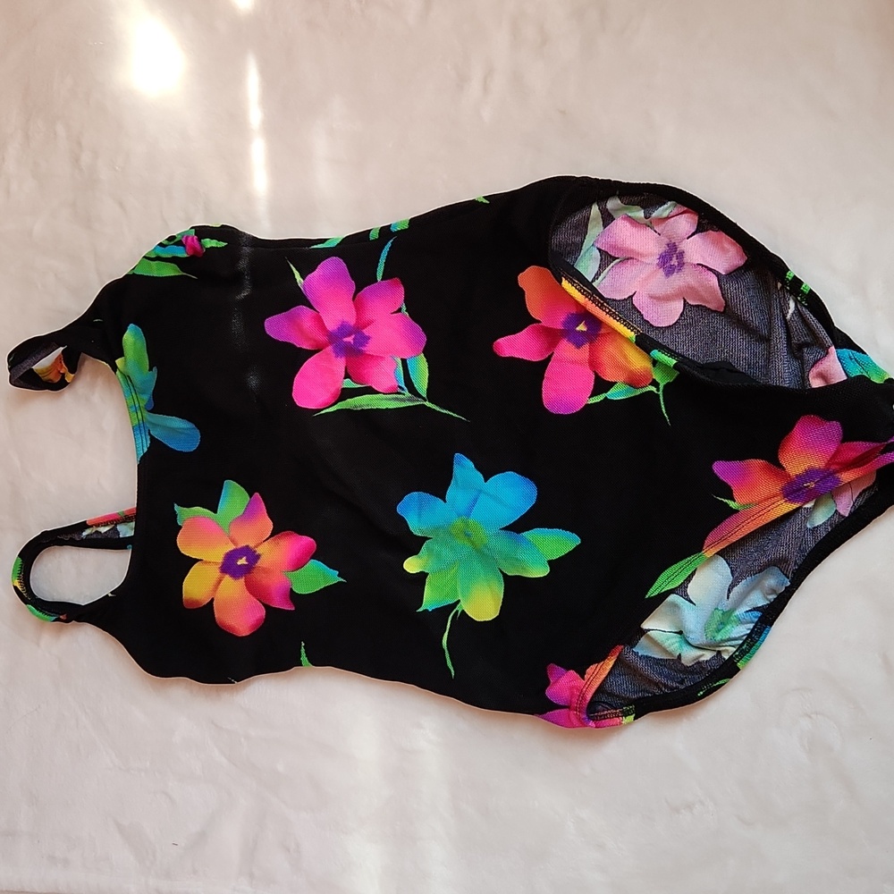 Women's Bright Colorful Floral, Summer, Pool, Beach,  Sexy One Piece Swim Suit